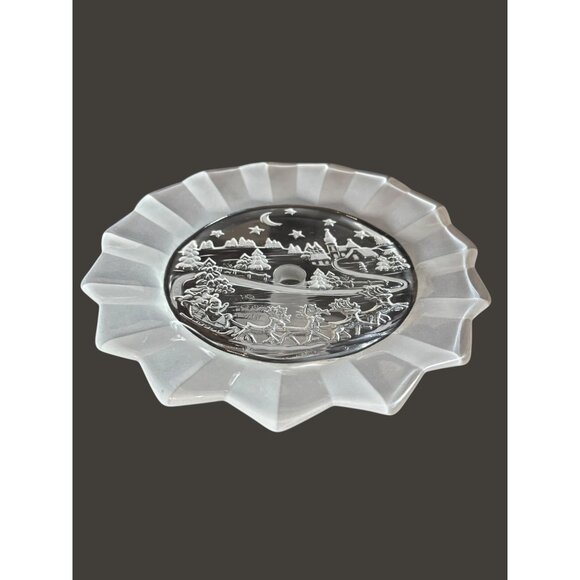 Vintage Mikasa Silent Night Frosted Glass Pedestal Bon Bon Plate Footed 9" Chris - Picture 4 of 11